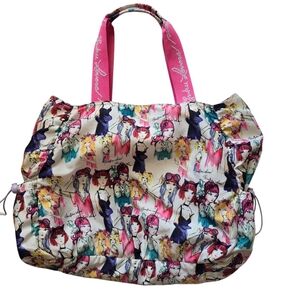 Harajuku Lovers Colorful Graphic Tote with Pink Handles